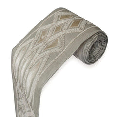 Gray Lattice Velvet Embroidered Designer Trim by the Metre, Geometric Curtain Tape, 5 Inches (127 mm)