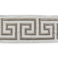Taupe Greek Key Geometric Border Trim by the Metre, Geometric Curtain Tape, 4.5 Inches (114 mm)