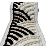 Monochrome Arched Wave Border with Textured Embroidery by the Metre, Boucle Curtain Tape, 5 Inches (127 mm)