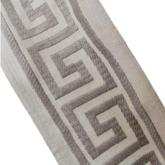 Gray Classic Greek Key Designer Trim by the Metre, Geometric Curtain Tape, 3.5 Inches (89 mm)
