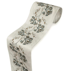 Floral Ivy Embroidered Designer Trim by the Metre, Green Flower Curtain Tape, 4 Inches (102 mm)