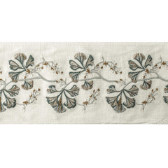 Floral Ivy Embroidered Designer Trim by the Metre, Green Flower Curtain Tape, 4 Inches (102 mm)