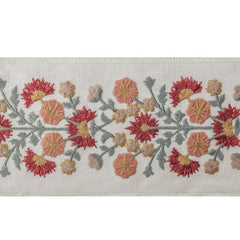 Floral Garden Embroidered Designer Trim by the Metre, Flowers Curtain Tape, 4 Inches (102 mm)