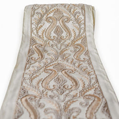 Baroque Vine Beige Embroidered Designer Trim by the Metre, Zardozi Border Trim, 5 Inches (127 mm)