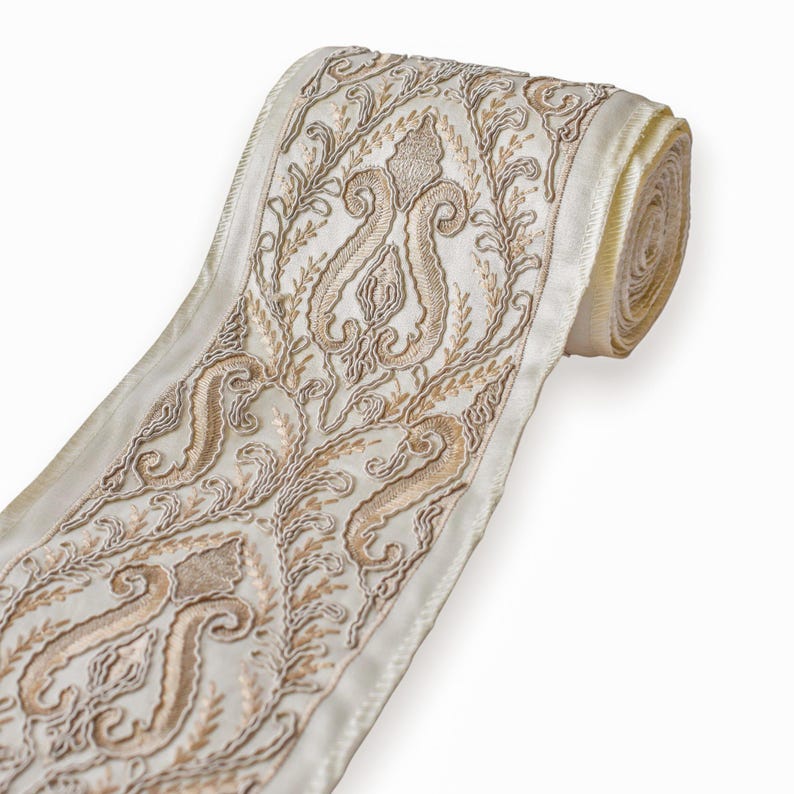 Baroque Vine Beige Embroidered Designer Trim