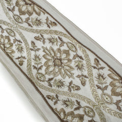 Floral Bloom Embroidered Designer Trim by the Metre, Zari & Thread Border Trim, 5 Inches (127 mm)