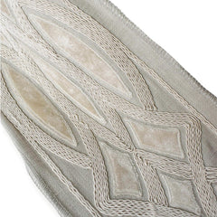 Gray Lattice Velvet Embroidered Designer Trim by the Metre, Geometric Curtain Tape, 5 Inches (127 mm)