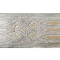 Gray Lattice Velvet Embroidered Designer Trim by the Metre, Geometric Curtain Tape, 5 Inches (127 mm)
