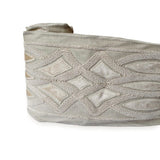 Gray Lattice Velvet Embroidered Designer Trim by the Metre, Geometric Curtain Tape, 5 Inches (127 mm)