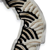 Monochrome Arched Wave Border with Textured Embroidery by the Metre, Boucle Curtain Tape, 5 Inches (127 mm)