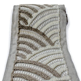 Ivory & Taupe Art Deco Wave Border with Textured Embroidery by the Metre, Boucle Curtain Tape, 5 Inches (127 mm)