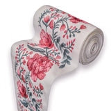 Pink Floral Peony Vine Embroidered Border by the Metre, Botanical Embroidery Trim for Curtains, 5.50 Inches (139 mm)