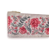Pink Floral Peony Vine Embroidered Border by the Metre, Botanical Embroidery Trim for Curtains, 5.50 Inches (139 mm)