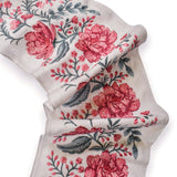 Pink Floral Peony Vine Embroidered Border by the Metre, Botanical Embroidery Trim for Curtains, 5.50 Inches (139 mm)
