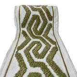 Olive Labyrinth Loop Embroidered Trim with Textured Embroidery by the Metre, Boucle Curtain Tape, 5 Inches (127mm)