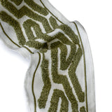 Olive Labyrinth Loop Embroidered Trim with Textured Embroidery by the Metre, Boucle Curtain Tape, 5 Inches (127mm)
