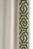 Olive Labyrinth Loop Embroidered Trim with Textured Embroidery by the Metre, Boucle Curtain Tape, 5 Inches (127mm)