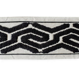 Noir Labyrinth Tufted Trim with Textured Embroidery by the Metre, Boucle Curtain Tape, 5 Inches (127mm)