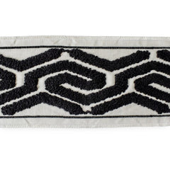 Noir Labyrinth Tufted Trim with Textured Embroidery by the Metre, Boucle Curtain Tape, 5 Inches (127mm)