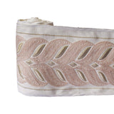 Peach Rosette Waves Embroidered Border by the Metre, Chevron Embroidery Trim, 5 Inches (127mm)
