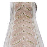 Peach Rosette Waves Embroidered Border by the Metre, Chevron Embroidery Trim, 5 Inches (127mm)