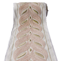 Peach Rosette Waves Embroidered Border by the Metre, Chevron Embroidery Trim, 5 Inches (127mm)