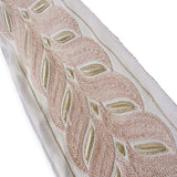 Peach Rosette Waves Embroidered Border by the Metre, Chevron Embroidery Trim, 5 Inches (127mm)