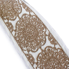 Medallion Cordwork Embroidered Border by the Metre, Mandala Embroidery Trim Lace, 4.75 Inches (121mm)