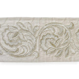 Cream Bloom Applique Embroidered Border by the Metre, Floral Embroidery Trim Lace, 5.50 Inches (139mm)