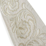 Cream Bloom Applique Embroidered Border by the Metre, Floral Embroidery Trim Lace, 5.50 Inches (139mm)