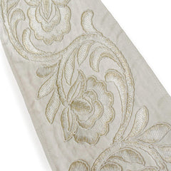Cream Bloom Applique Embroidered Border by the Metre, Floral Embroidery Trim Lace, 5.50 Inches (139mm)