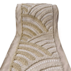 Beige & Cream Scallop Wave Embroidered Trim  by the Metre, Art Deco Textured Embroidery, 5 Inches (127 mm)