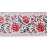 Pink Floral Peony Vine Embroidered Border by the Metre, Botanical Embroidery Trim for Curtains, 5.50 Inches (139 mm)