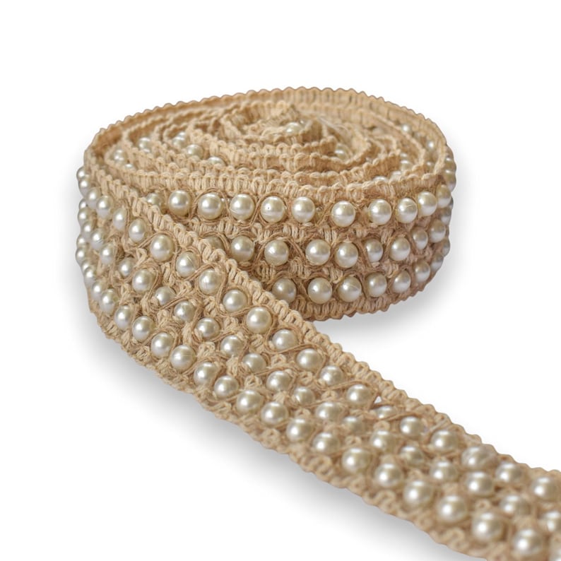 Pearl Crochet Jute Trim