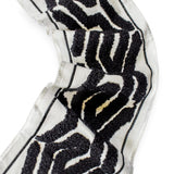 Noir Labyrinth Tufted Trim with Textured Embroidery by the Metre, Boucle Curtain Tape, 5 Inches (127mm)