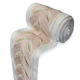Peach Rosette Waves Embroidered Border by the Metre, Chevron Embroidery Trim, 5 Inches (127mm)
