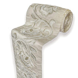 Cream Bloom Applique Embroidered Border by the Metre, Floral Embroidery Trim Lace, 5.50 Inches (139mm)