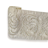 Cream Bloom Applique Embroidered Border by the Metre, Floral Embroidery Trim Lace, 5.50 Inches (139mm)