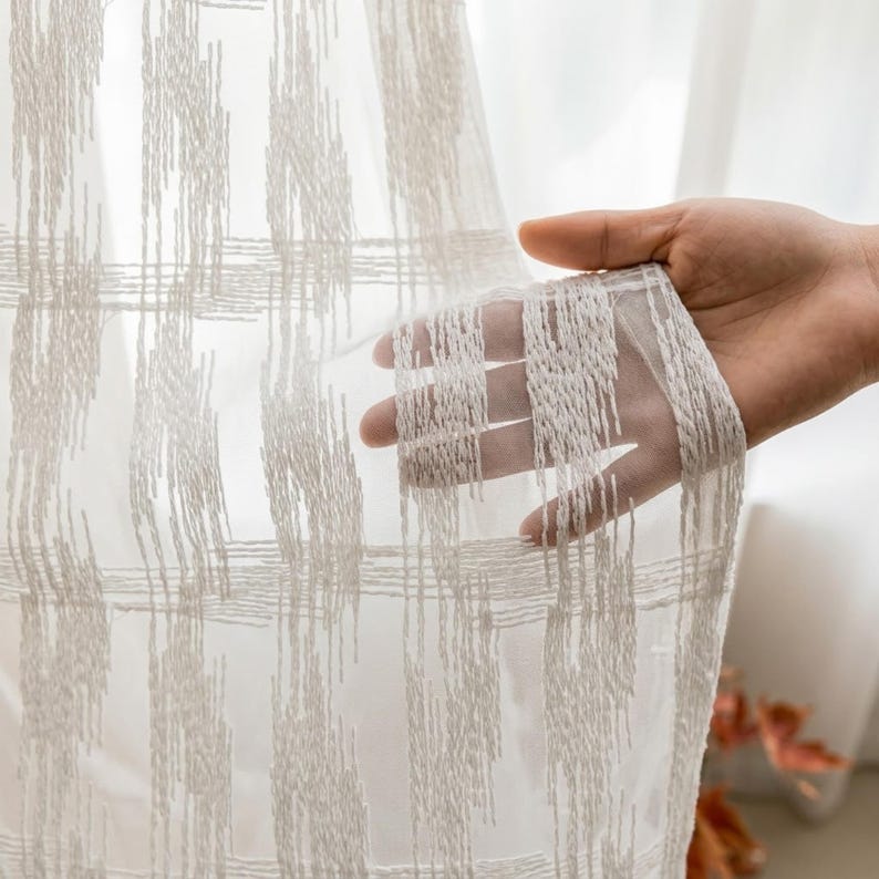 Ivory Illustrations Sheer Curtain Fabric By The Metre