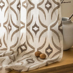 Off White, Brown Sheer Fabric By The Metre