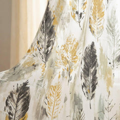 Feather Print Sheer Curtain Fabric by the Metre, Translucent Feather Sheer Fabric