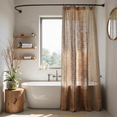 Copper Foil Sheer Curtain Fabric by the Metre, Iridescent Copper Sheer Fabric