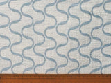 Teal Blue Waves Linen Fabric By The Metre