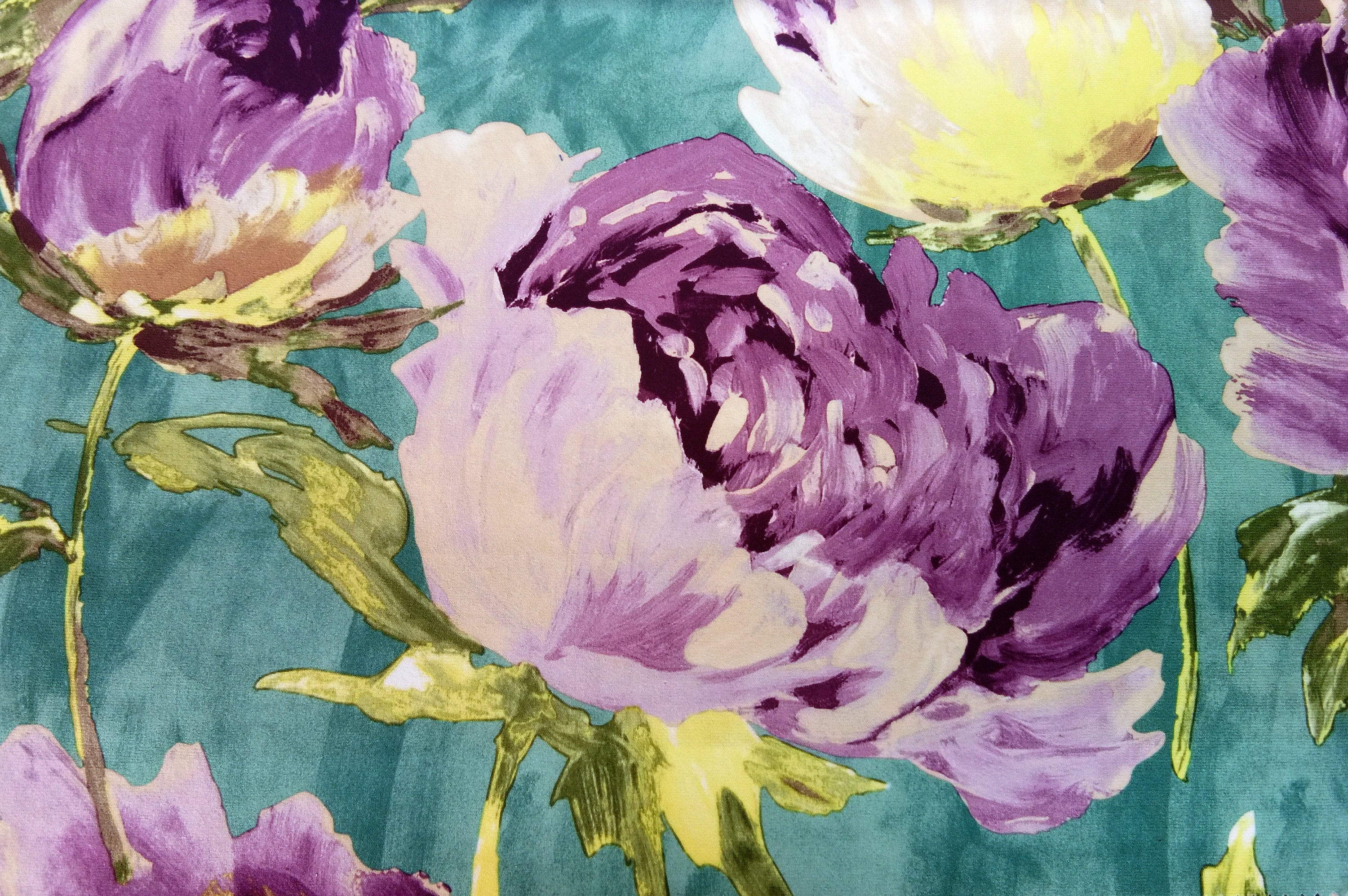 Pink Roses Printed Velvet Fabric By The Metre