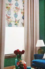 Cobalt Blue Flower Vase Pure Cotton Curtain Panels