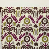 Chartreuse And Magenta Flowers Cototn Linen Fabric By The Metre