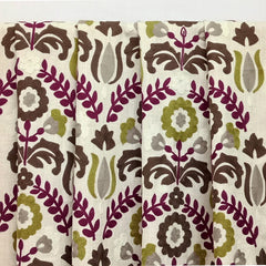 Chartreuse N Magenta Flowers Cotton Linen Curtain Panels