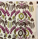 Chartreuse And Magenta Flowers Cototn Linen Fabric By The Metre
