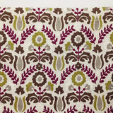 Chartreuse And Magenta Flowers Cototn Linen Fabric By The Metre