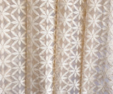 Cream Flowers Sheer Printed Velvet Embroidery Curtain Panels